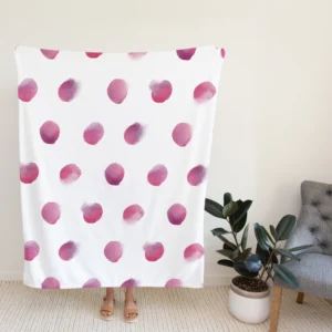 Pink Water colored Polka Dots Fleece Blanket