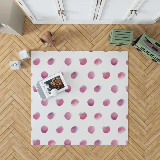 Pink Water colored Polka Dots Rug