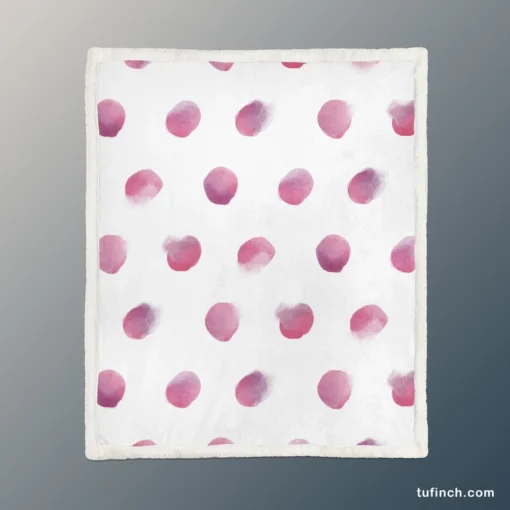 Pink Water colored Polka Dots Sherpa Fleece Blanket 1