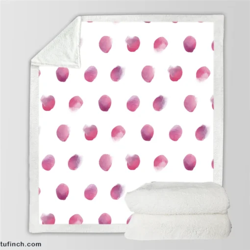 Pink Water colored Polka Dots Sherpa Fleece Blanket