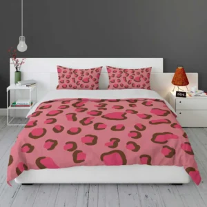 Pink Watercolor Leopard Print Bedding Set 1