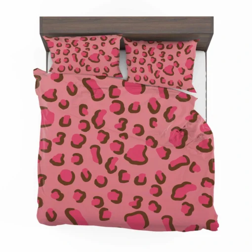 Pink Watercolor Leopard Print Bedding Set 2