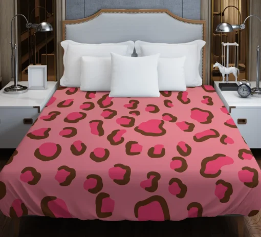 Pink Watercolor Leopard Print Duvet Cover