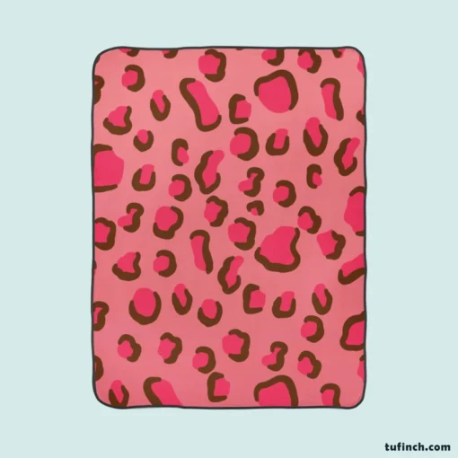 Pink Watercolor Leopard Print Fleece Blanket 1