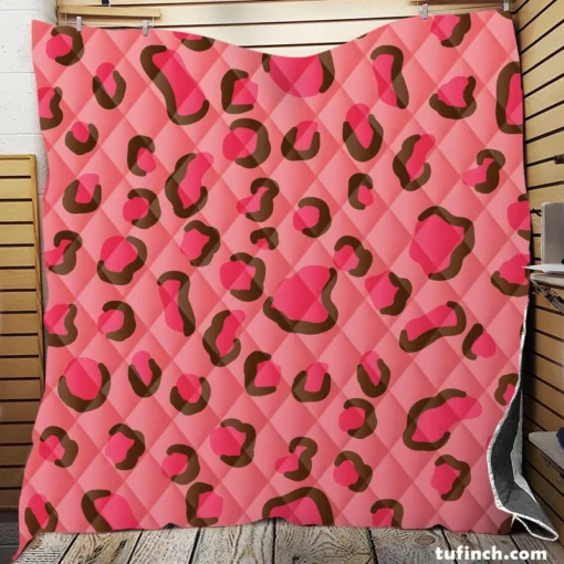 Pink Watercolor Leopard Print Quilt Blanket