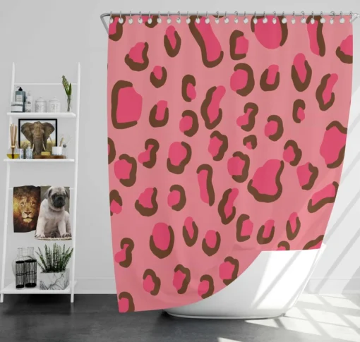 Pink Watercolor Leopard Print Shower Curtain