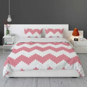 Pink White Aztec Chevron Bedding Set 1