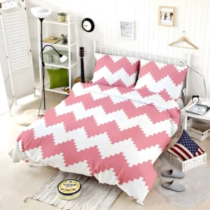 Pink White Aztec Chevron Bedding Set