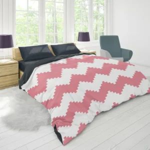 Pink White Aztec Chevron Duvet Cover 1