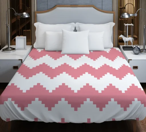 Pink White Aztec Chevron Duvet Cover