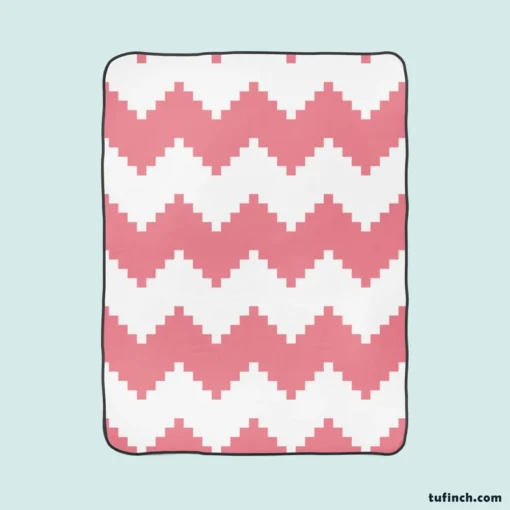 Pink White Aztec Chevron Fleece Blanket 1