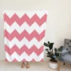 Pink White Aztec Chevron Fleece Blanket