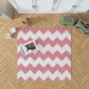 Pink White Aztec Chevron Rug