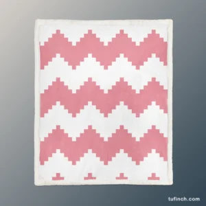 Pink White Aztec Chevron Sherpa Fleece Blanket 1