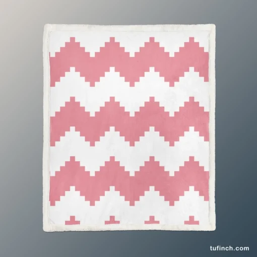 Pink White Aztec Chevron Sherpa Fleece Blanket 1