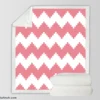 Pink White Aztec Chevron Sherpa Fleece Blanket