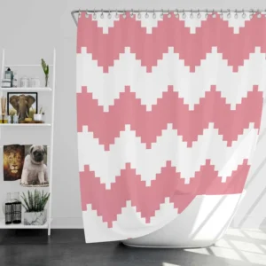 Pink White Aztec Chevron Shower Curtain