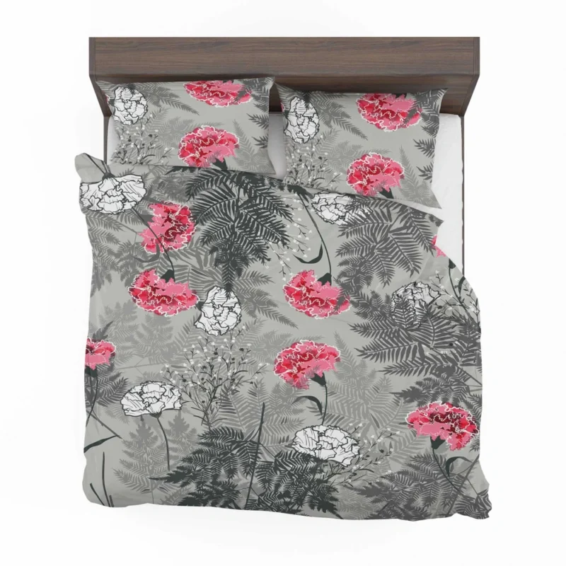 Pink White Carnation Toile Bedding Set 2