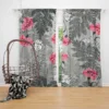 Pink White Carnation Toile Curtain