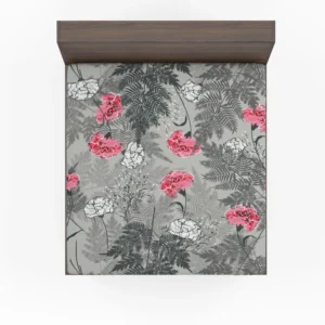 Pink White Carnation Toile Fitted Sheet