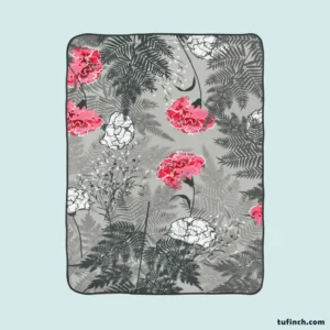 Pink White Carnation Toile Fleece Blanket 1