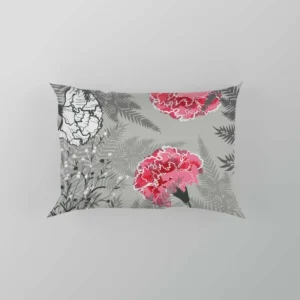 Pink White Carnation Toile Pillow Case