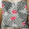 Pink White Carnation Toile Quilt Blanket