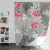 Pink White Carnation Toile Shower Curtain