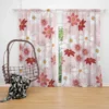 Pink White Maroon Flower Pattern Curtain