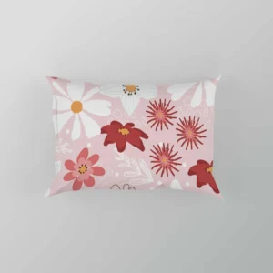 Pink White Maroon Flower Pattern Pillow Case