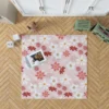 Pink White Maroon Flower Pattern Rug