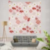 Pink White Maroon Flower Pattern Wall Tapestry