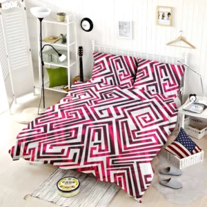 Pink White Maze Bedding Set