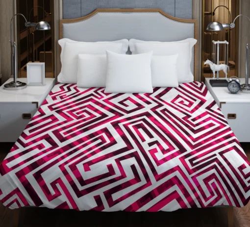 Pink White Maze Duvet Cover