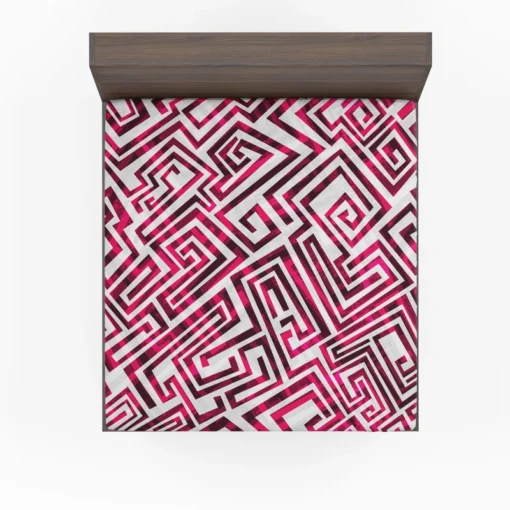 Pink White Maze Fitted Sheet