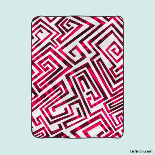 Pink White Maze Fleece Blanket 1