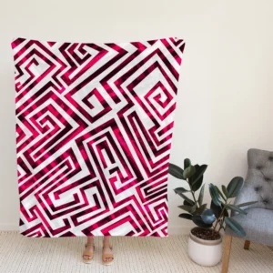 Pink White Maze Fleece Blanket