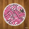 Pink White Maze Round Beach Towel