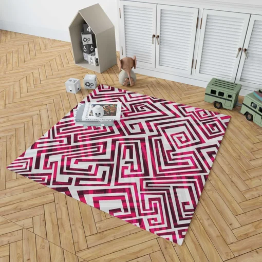 Pink White Maze Rug 1