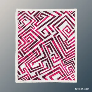 Pink White Maze Sherpa Fleece Blanket 1