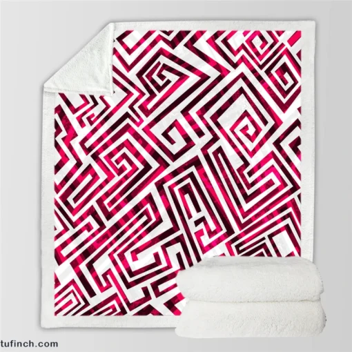 Pink White Maze Sherpa Fleece Blanket