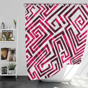 Pink White Maze Shower Curtain