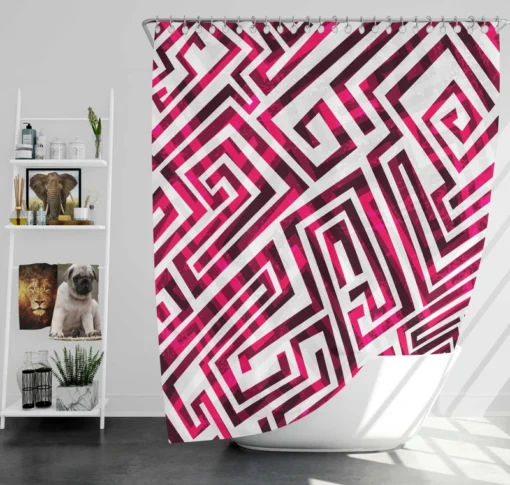 Pink White Maze Shower Curtain