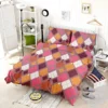 Pink Yellow Brown Purple Argyle Plaid Pattern Bedding Set