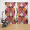 Pink Yellow Brown Purple Argyle Plaid Pattern Curtain