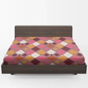 Pink Yellow Brown Purple Argyle Plaid Pattern Fitted Sheet 1