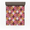 Pink Yellow Brown Purple Argyle Plaid Pattern Fitted Sheet