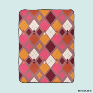 Pink Yellow Brown Purple Argyle Plaid Pattern Fleece Blanket 1