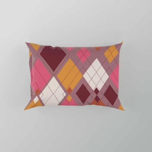 Pink Yellow Brown Purple Argyle Plaid Pattern Pillow Case