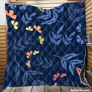 Pink Yellow Peach Flowers Quilt Blanket